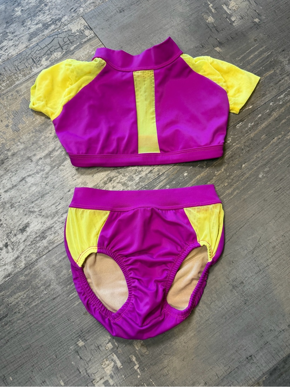 Kids 2nd skin Purple and Yellow Two-Piece Dance Set